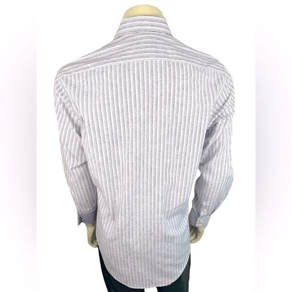 Unique NWOT Thomas Dean L/S Casual Dress Shirt in Pastel Stripes 100% Cotton SzL - Picture 8 of 11